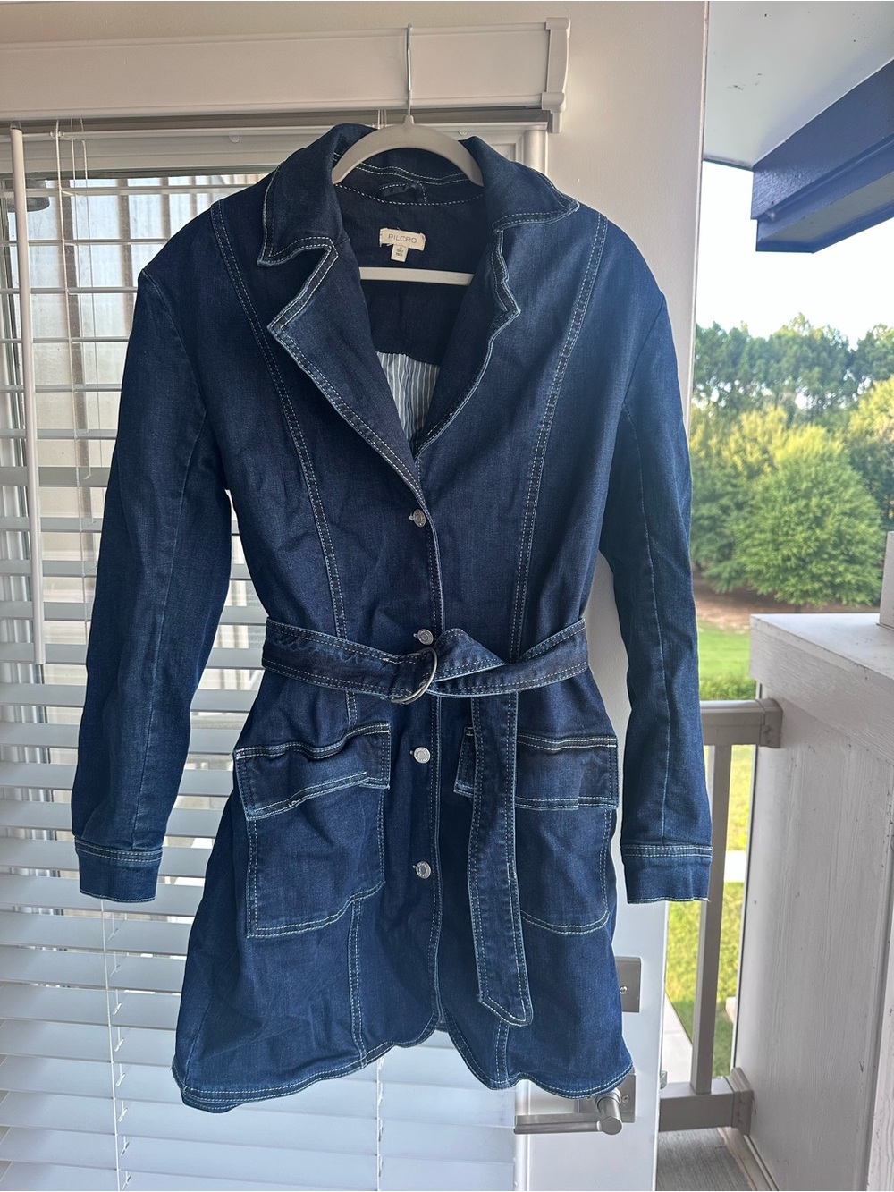 Dark Blue Denim Belted dress - Women